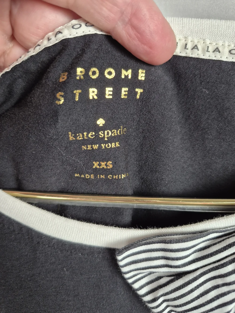 kate spade Black Short-Sleeve Top with Striped Bow Size Xxs